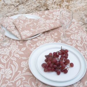 tre gioie tablecloth fiori rosa antica